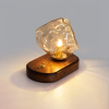 Настільна лампа Ice Stone Glass — колір сірий і колір дерева, з матеріалу метал,  скло, стиль модерн