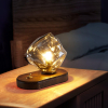 Настільна лампа Ice Stone Glass — колір сірий і колір дерева, з матеріалу метал,  скло, стиль модерн