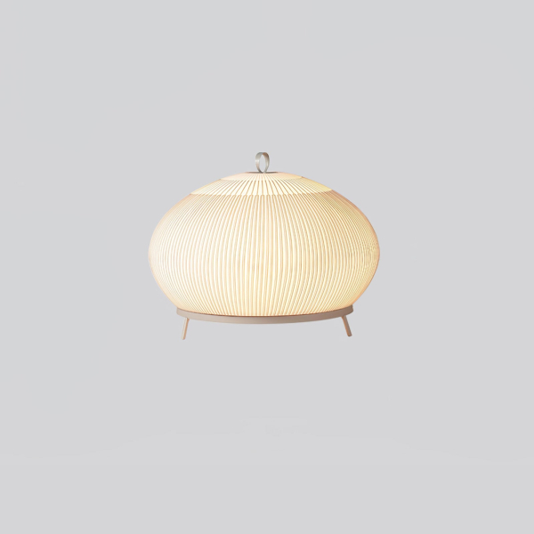 Настільна лампа Lantern Knit — колір білий, з матеріалу вуглецева сталь, тканина, стиль модерн