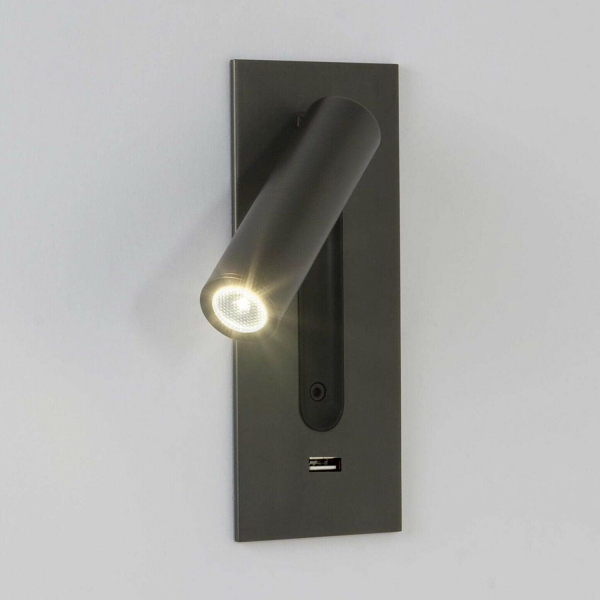 Черный настенный USB-светильник для прикроватной зоны — бра, из материала алюмінієвий сплав, метал