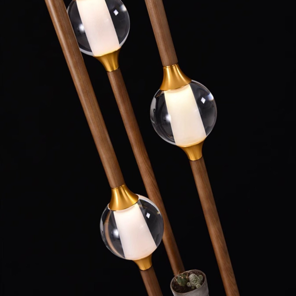 Подвесной светильник Linear Lumina Droplet — цвет дерева і черный, из материала метал, дерево, стиль модерн