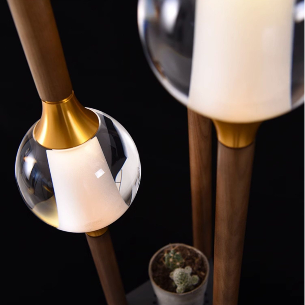 Подвесной светильник Linear Lumina Droplet — цвет дерева і черный, из материала метал, дерево, стиль модерн