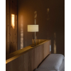 Настільна лампа Lino Arc — колір білий і золото, з матеріалу метал, тканина, стиль модерн