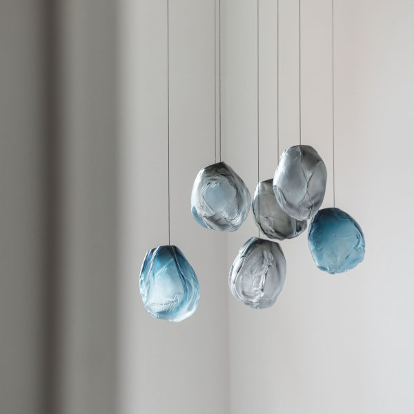 Підвісний світильник Liquid Glass Stone — колір прозорий і білий, з матеріалу метал, залізо, стиль модерн