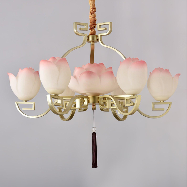 Люстра Lotus Bloom — люстри дизайнерські, колір золото і білий, з матеріалу метал, смола, стиль сучасний