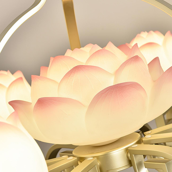 Люстра Lotus Bloom — люстри дизайнерські, колір золото і білий, з матеріалу метал, смола, стиль сучасний