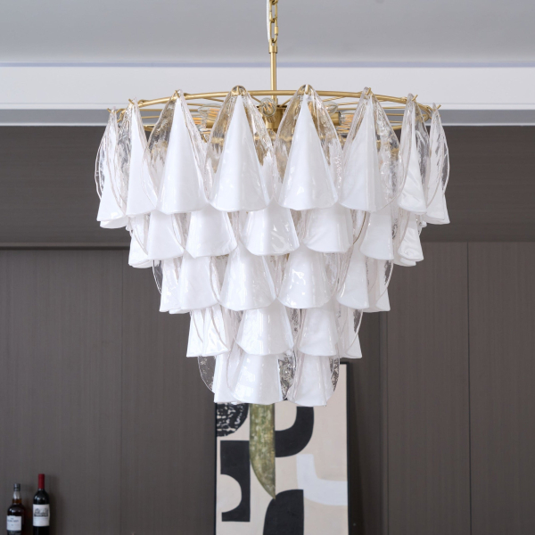 Люстра Lunara White Murano — цвет золото і белый, из материала  метал, скло, стиль современный