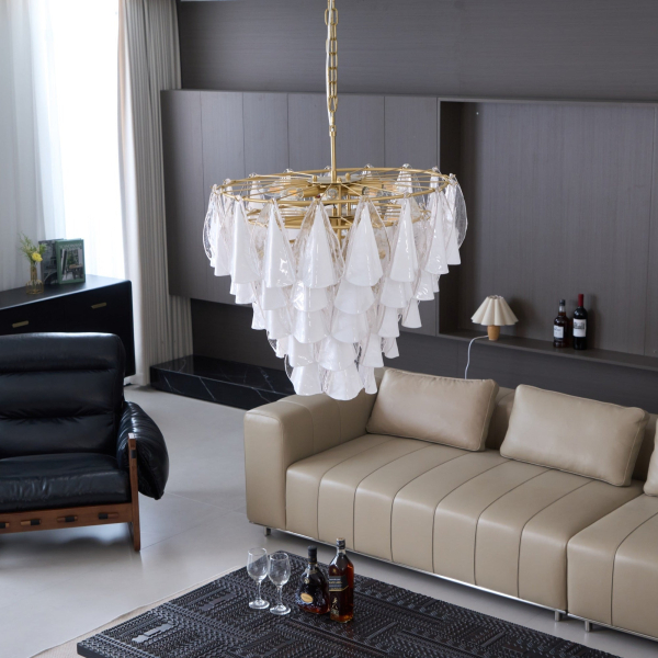 Люстра Lunara White Murano — цвет золото і белый, из материала  метал, скло, стиль современный