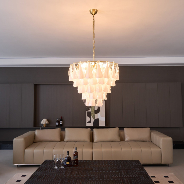 Люстра Lunara White Murano — цвет золото і белый, из материала  метал, скло, стиль современный