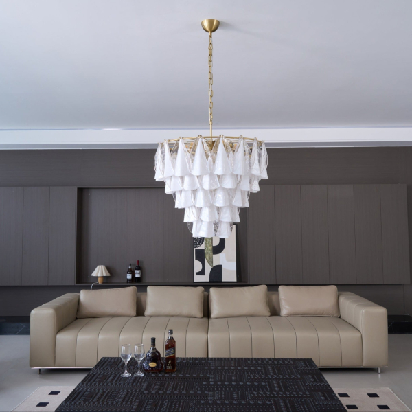Люстра Lunara White Murano — цвет золото і белый, из материала  метал, скло, стиль современный