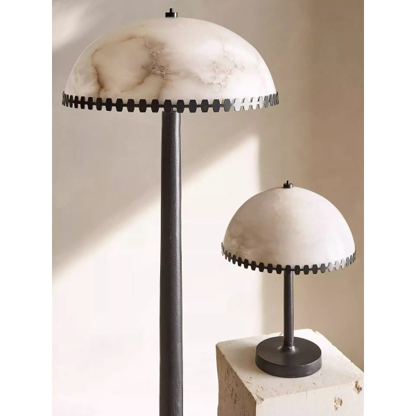 Настільна лампа Lunarra Dome Alabaster — колір чорний і білий, з матеріалу метал, алебастр, стиль модерн