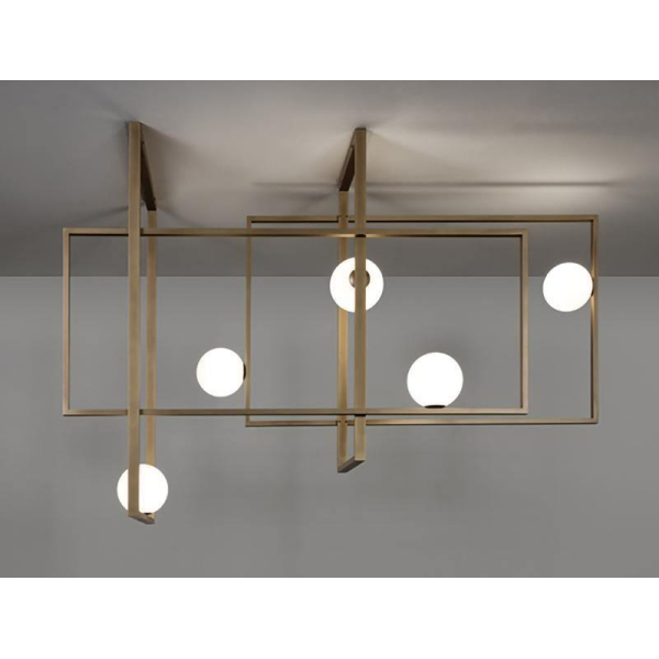 Потолочный светильник Mondrian Glass — люстра, цвет медь і черный, из материала залізо, скло, стиль модерн