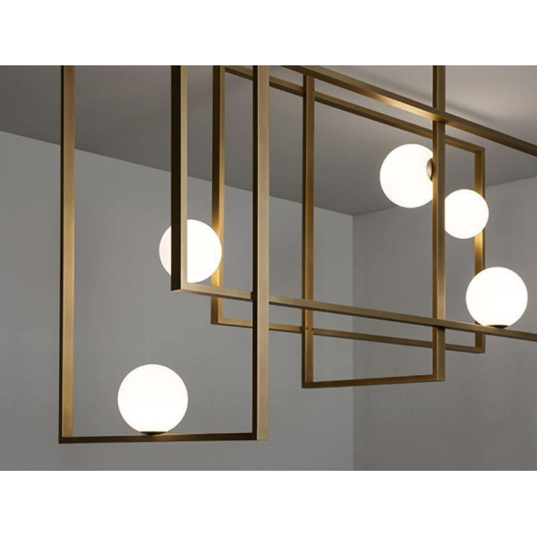 Потолочный светильник Mondrian Glass — люстра, цвет медь і черный, из материала залізо, скло, стиль модерн