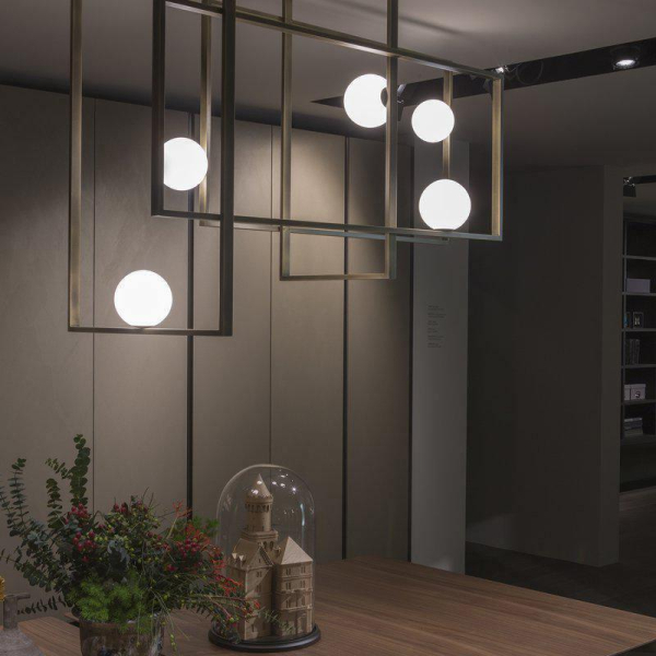 Потолочный светильник Mondrian Glass — люстра, цвет медь і черный, из материала залізо, скло, стиль модерн