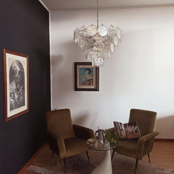 Радужная люстра Murano Disc — цвет прозрачный, из материала метал, скло, стиль современный