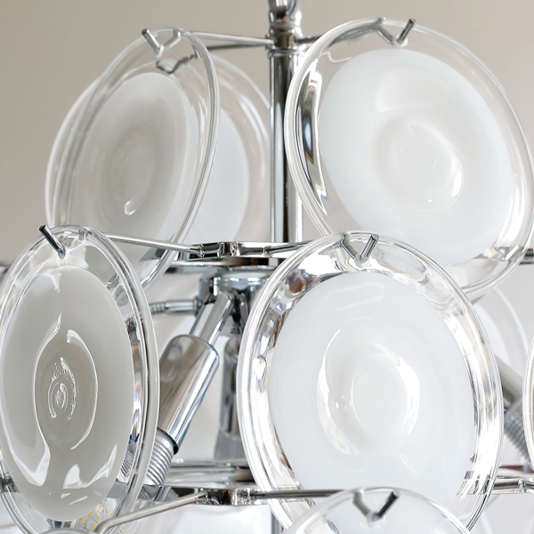 Біла скляна люстра Murano Disc — люстри дизайнерські, колір білий, з матеріалу  метал, скло, стиль сучасний