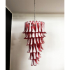 Люстра Murano Red Petals Spiral — люстри дизайнерські, колір червоний і хром, з матеріалу  метал, скло, стиль сучасний