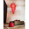 Люстра Murano Red Petals Spiral — люстри дизайнерські, колір червоний і хром, з матеріалу  метал, скло, стиль сучасний