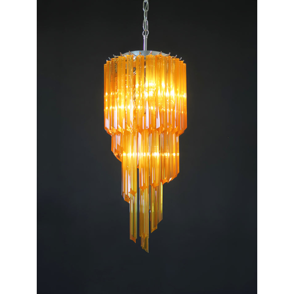 Скляна люстра Murano Spiral Prism — люстри дизайнерські, колір рожевий і бурштиновий, з матеріалу  метал, скло, стиль модерн