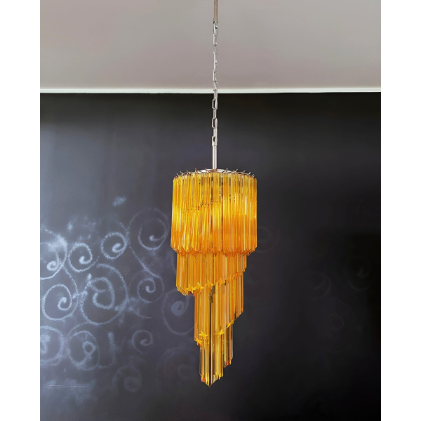 Скляна люстра Murano Spiral Prism — люстри дизайнерські, колір рожевий і бурштиновий, з матеріалу  метал, скло, стиль модерн