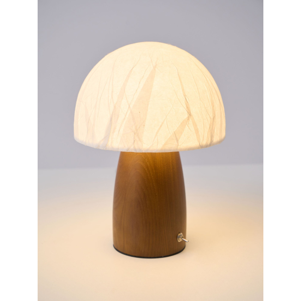 Настільна лампа Myco Mushroom — колір горіха і білий, з матеріалу метал, папір, стиль модерн