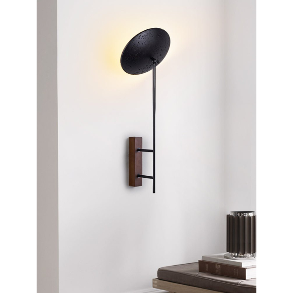 Настінний світильник Noctara Black Travertine — бра, колір чорний і колір горіха, з матеріалу метал,  чорний травертин, стиль модерн