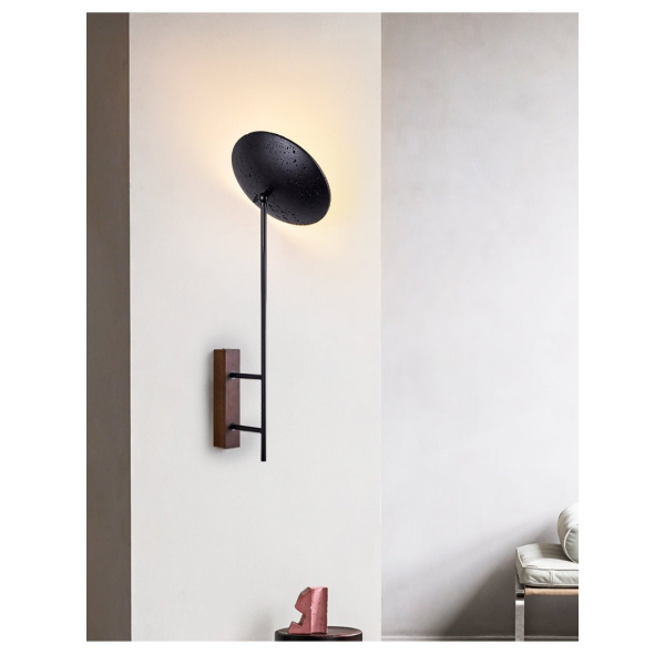 Настінний світильник Noctara Black Travertine — бра, колір чорний і колір горіха, з матеріалу метал,  чорний травертин, стиль модерн