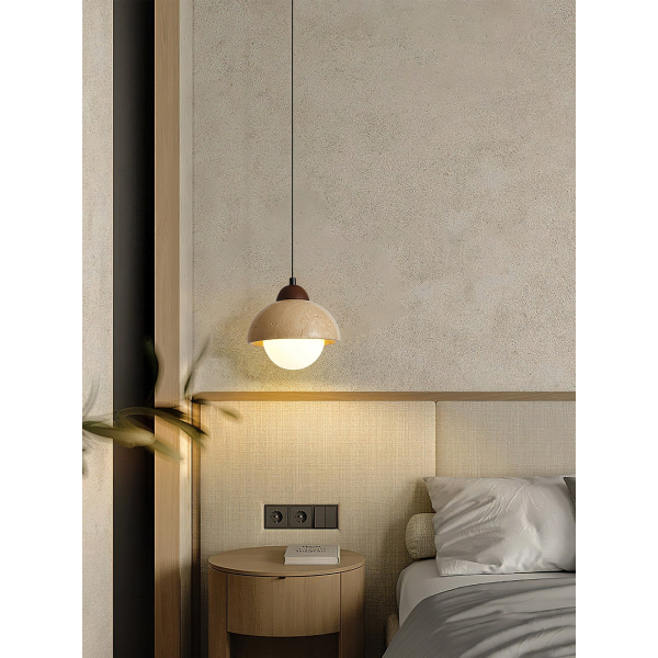 Подвесной светильник Nora Dome — цвет желтый, из материала  жовтий травертин, метал, стиль модерн