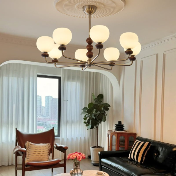 Люстра Orb Walnut — люстри дизайнерські, колір горіха, з матеріалу  метал, дерево, стиль сучасний