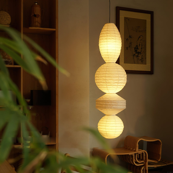 Підвісний світильник серії Ori Lantern — колір білий, з матеріалу тутовий папір, бамбук, стиль модерн