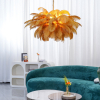 Люстра зі страусиного пір'я — люстри дизайнерські, колір латунь і сріблястий, з матеріалу страусине пір'я, стиль модерн