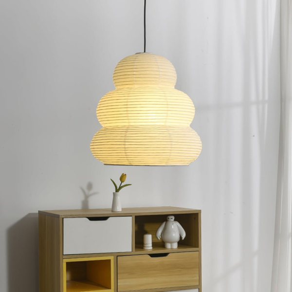 Рисовий папір 24N, гірлянда зі світильниками — підвісний світильник, колір бежевий, з матеріалу тутовий папір, метал, стиль модерн