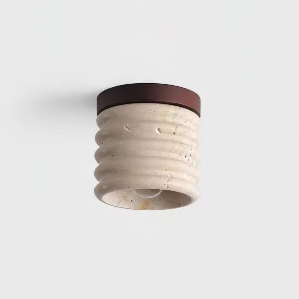 Стельова лампа Ridge Artisan — стельовий світильник, колір горіха і жовтий, з матеріалу жовтий травертин, метал, стиль модерн