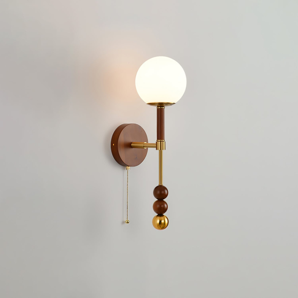 Настенный светильник Roma — бра, цвет ореха і золото, из материала дерево, метал, стиль модерн