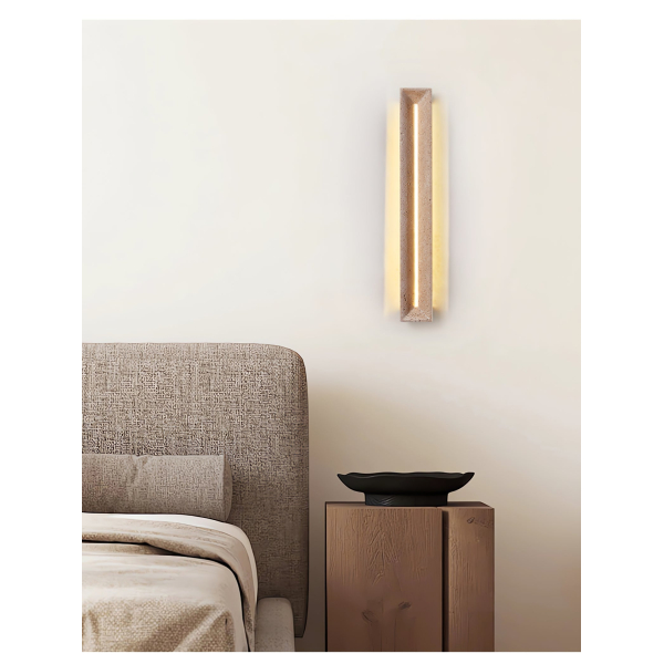 Настенный светильник Solace Travertine Beam — бра, цвет желтый, из материала жовтий травертин, метал, стиль модерн