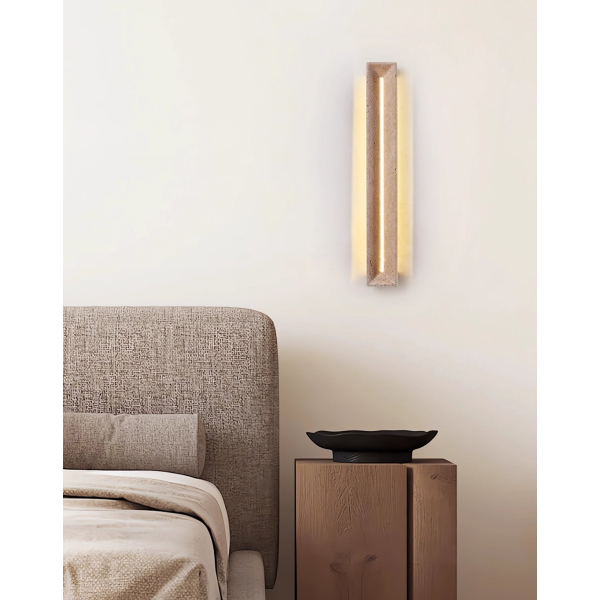 Настенный светильник Solace Travertine Beam — бра, цвет желтый, из материала жовтий травертин, метал, стиль модерн