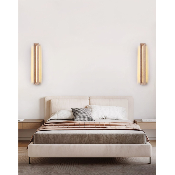 Настенный светильник Solace Travertine Beam — бра, цвет желтый, из материала жовтий травертин, метал, стиль модерн