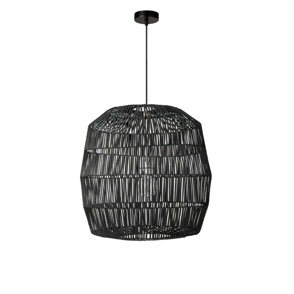 Подвесной светильник Sora Rattan — цвет черный, из материала метал, натуральний ротанг, стиль модерн