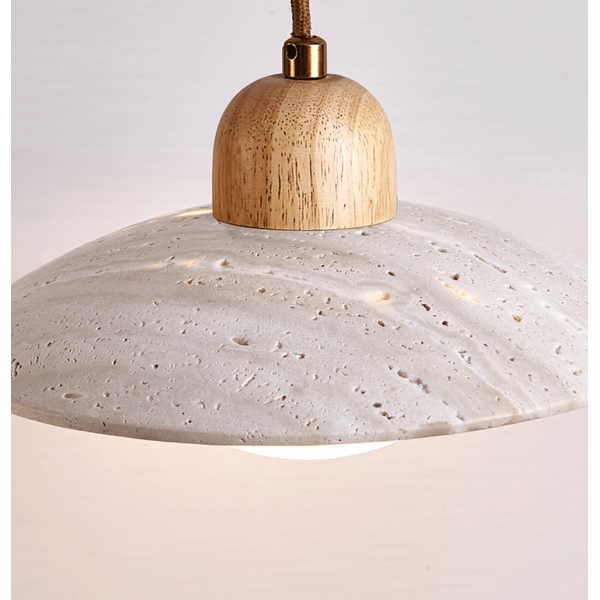 Підвісний світильник Travertine Dome — колір дерева і жовтий, з матеріалу метал, жовтий травертин, стиль модерн
