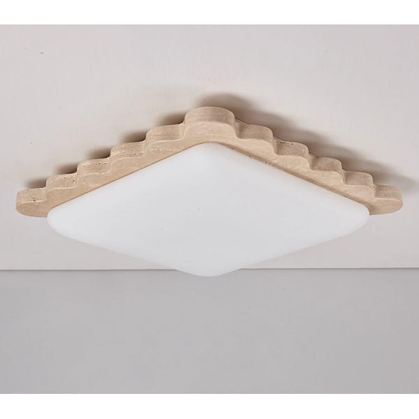 Травертиновий стельовий світильник Scallop Edge — колір жовтий, з матеріалу жовтий травертин, пластик, стиль модерн