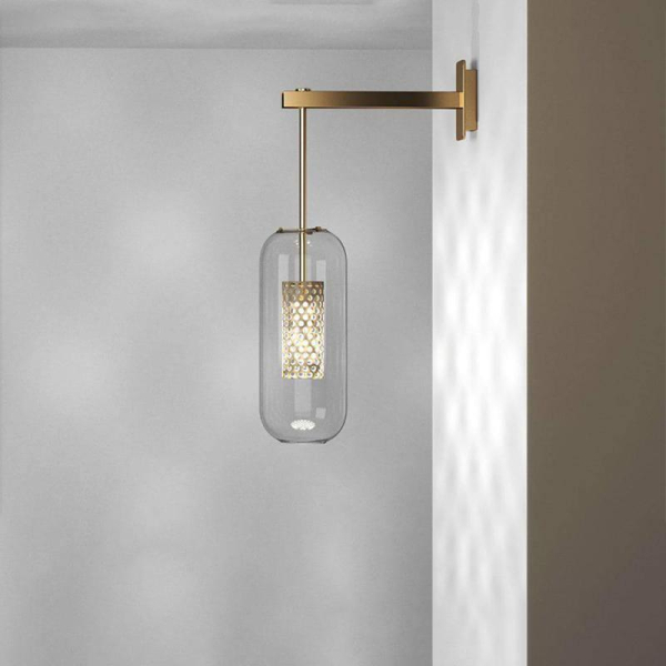 Настінний світильник Vadim Glass — бра, колір мідь і прозорий, з матеріалу метал, скло, стиль модерн