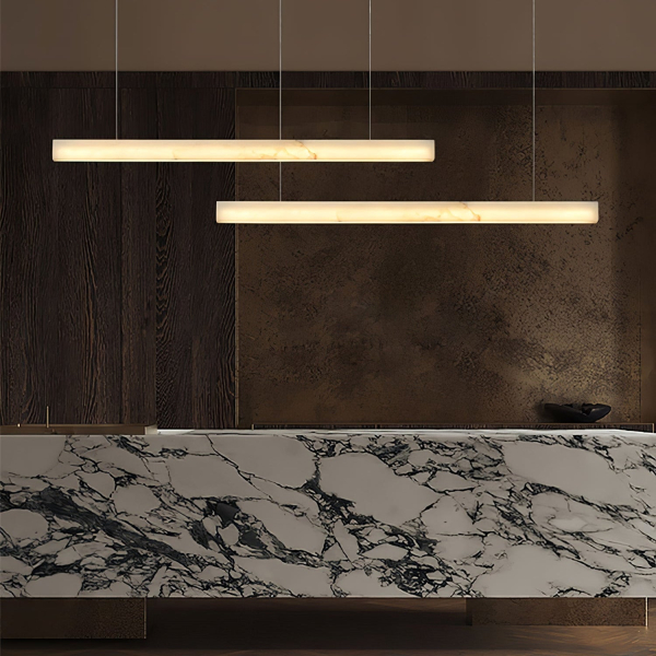 Підвісний світильник Velmore Linea Alabaster — колір білий, з матеріалу  метал, алебастр, стиль модерн