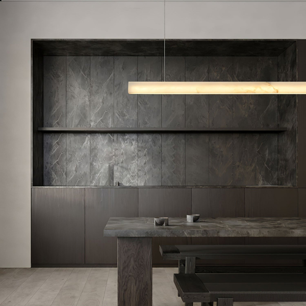 Підвісний світильник Velmore Linea Alabaster — колір білий, з матеріалу  метал, алебастр, стиль модерн