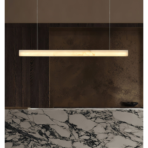 Підвісний світильник Velmore Linea Alabaster — колір білий, з матеріалу  метал, алебастр, стиль модерн