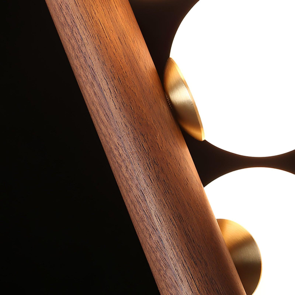 Вертикальный подвесной светильник Orb Timber — цвет ореха і цвет дерева, из материала метал, дерево, стиль модерн