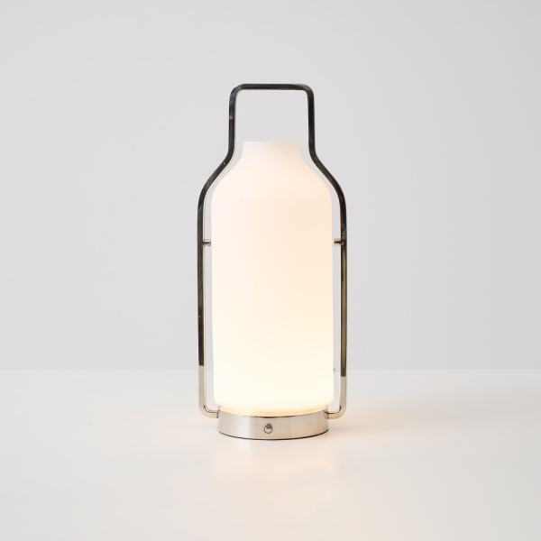 Настольная лампа Vintara Lantern — цвет хром і белый, из материала метал, скло, стиль модерн