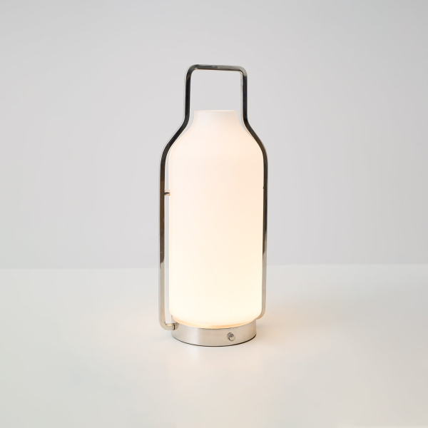 Настольная лампа Vintara Lantern — цвет хром і белый, из материала метал, скло, стиль модерн