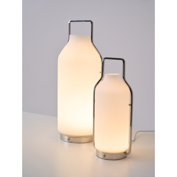 Настольная лампа Vintara Lantern — цвет хром і белый, из материала метал, скло, стиль модерн