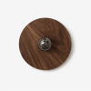Настінний світильник Vireo Wood Disc — бра, колір білий і колір горіха, з матеріалу метал,  жовтий травертин, стиль модерн