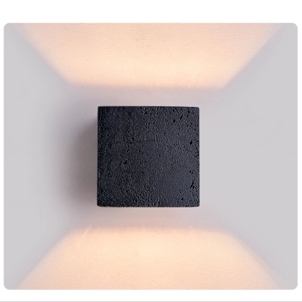 Настінний світильник Vulcanis Cube — бра, колір чорний, з матеріалу метал,  чорний травертин, стиль модерн